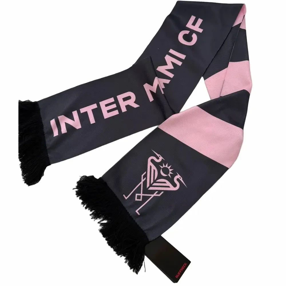 Ruffneck MLS Soccer Intermiami CF Scarf Dark Gray Pink Flamingo NEW 56”